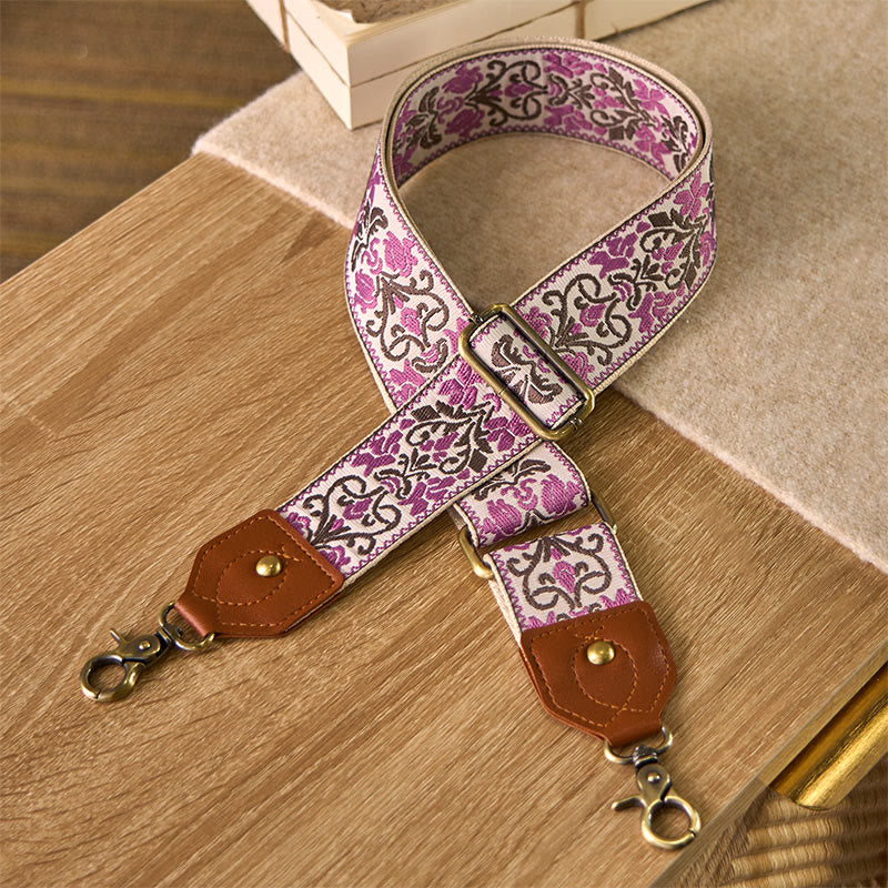 Buddha Stones Kwiat Geometryczny Haft Regulowane Torebki Torebka na Ramię Crossbody Paski Wymienne - Różowy - 80-140 cm*5 cm - image 10