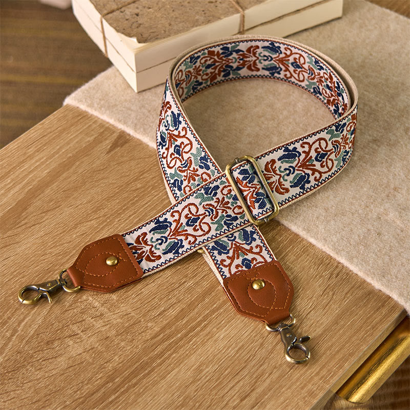 Buddha Stones Kwiat Geometryczny Haft Regulowane Torebki Torebka na Ramię Crossbody Paski Wymienne - Khaki - 80-140 cm*5 cm - image 15