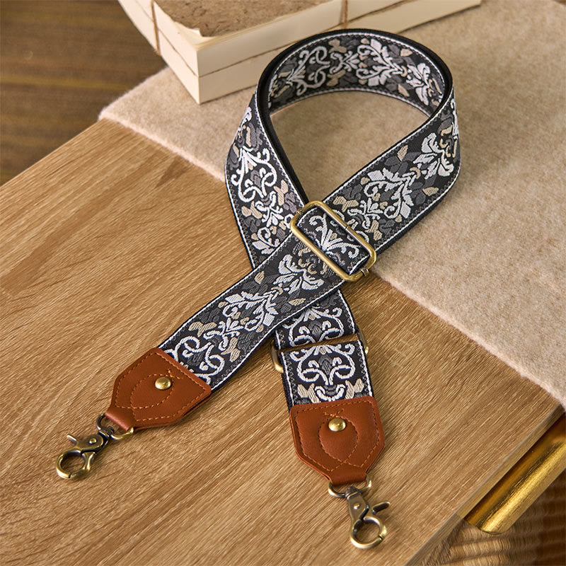 Buddha Stones Kwiat Geometryczny Haft Regulowane Torebki Torebka na Ramię Crossbody Paski Wymienne - Czarno-biały - 80-140 cm*5 cm - image 25