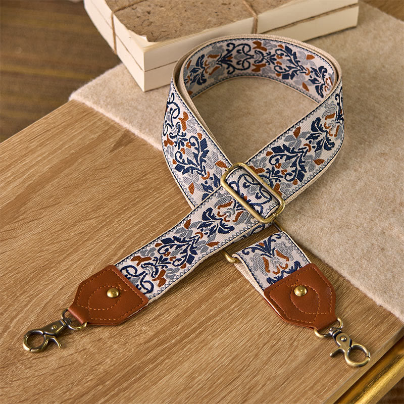 Buddha Stones Kwiat Geometryczny Haft Regulowane Torebki Torebka na Ramię Crossbody Paski Wymienne - Beżowy - 80-140 cm*5 cm - image 20