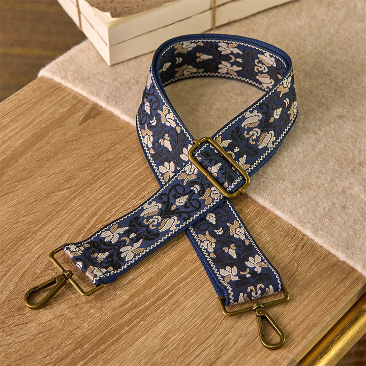 Buddha Stones, czeskie kwiaty, geometryczny haft, regulowane torebki na ramię, paski do torebki, wymiana - Stalowoniebieski - 75-135 cm*5 cm - image 5