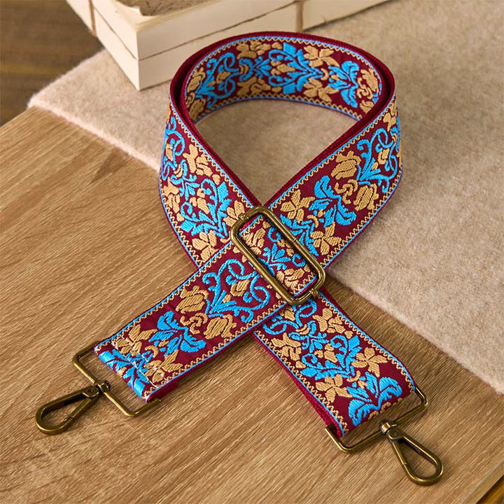 Buddha Stones, czeskie kwiaty, geometryczny haft, regulowane torebki na ramię, paski do torebki, wymiana - Brązowo-niebieski - 75-135 cm*5 cm - image 11