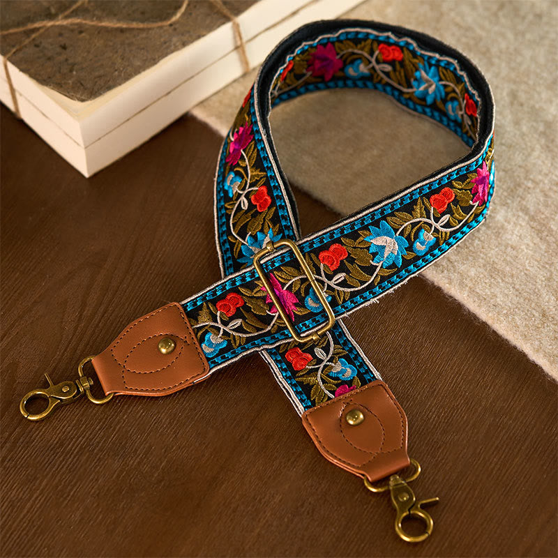 Buddha Stones, czeskie kwiaty winorośli, geometryczny haft, regulowane torebki na ramię, paski do torebki, wymiana - Czarny Niebieski - 75-135 cm*5 cm - image 0