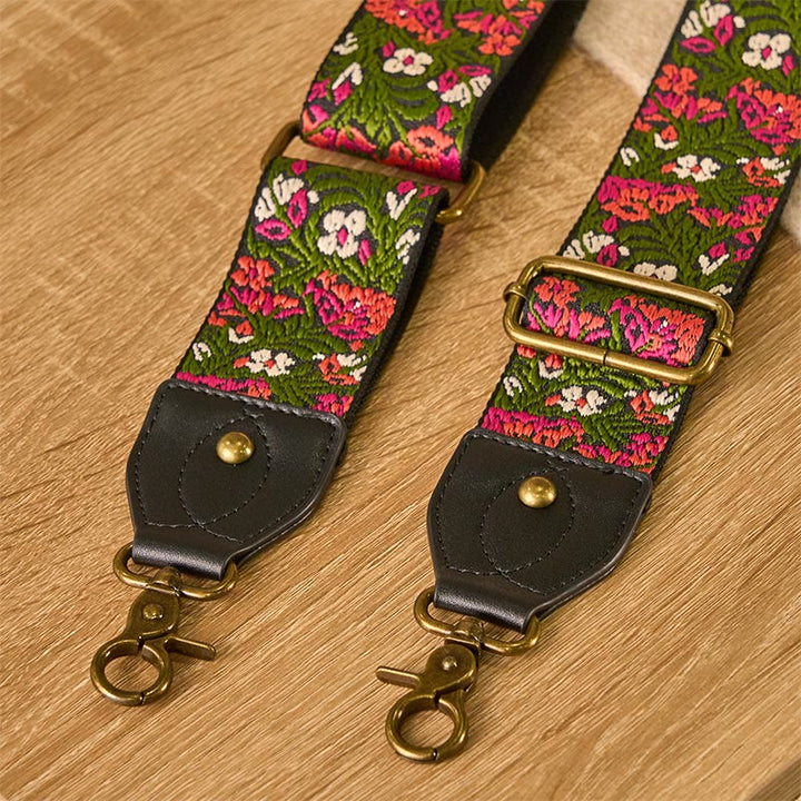 Buddha Stones, Czeska Róża, Czerwony Kwiat, Zielone Liście, Haft, Regulowane Torebki, Torebka na Ramię, Torebka na Ramię, Paski Wymienne - image 4