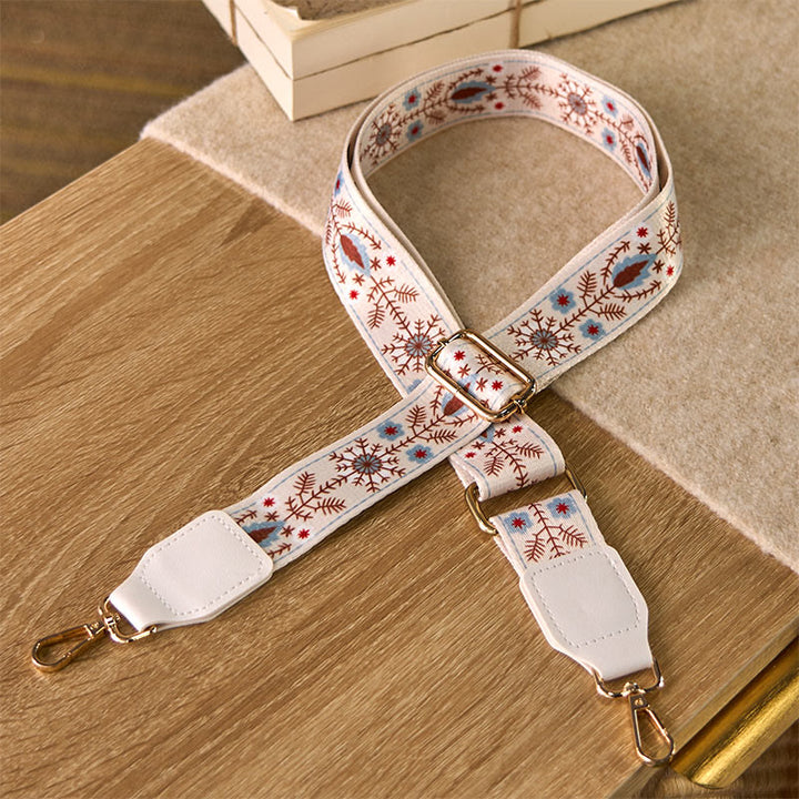 Torebki na ramię z regulowanymi paskami w kwiaty Buddha Stones, z wymiennymi paskami - Biały - 70-135 cm*3,8 cm - image 5