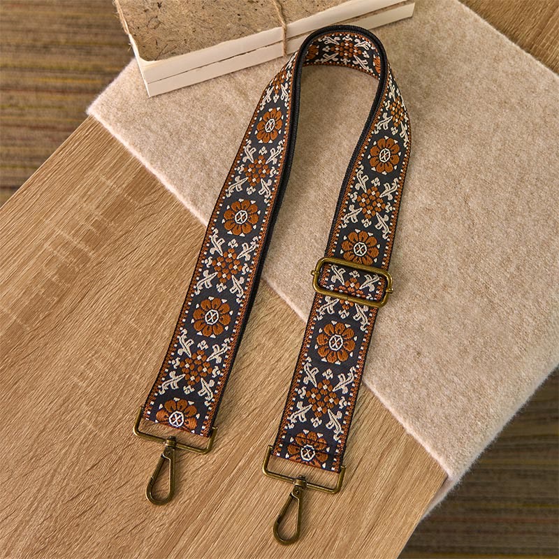 Buddha Stones Boho Brązowe Kwiaty Geometryczne Regulowane Torebki na Ramię Crossbody Paski Wymienne - image 1