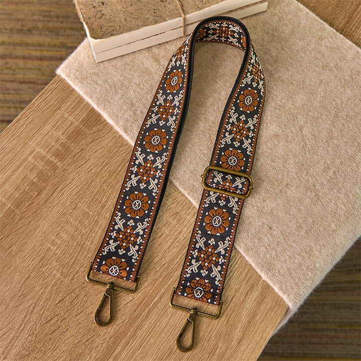 Buddha Stones Boho Brązowe Kwiaty Geometryczne Regulowane Torebki na Ramię Crossbody Paski Wymienne - image 1