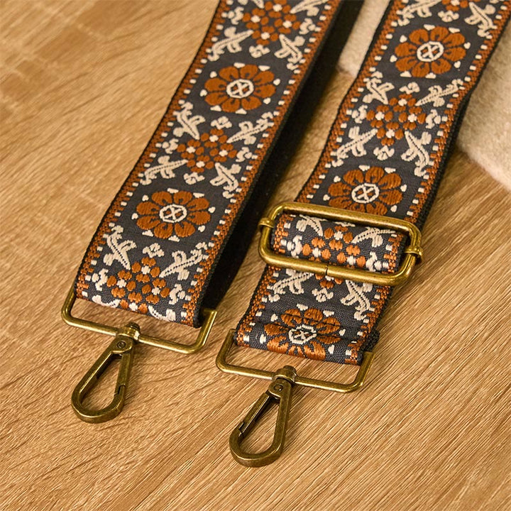 Buddha Stones Boho Brązowe Kwiaty Geometryczne Regulowane Torebki na Ramię Crossbody Paski Wymienne - image 4