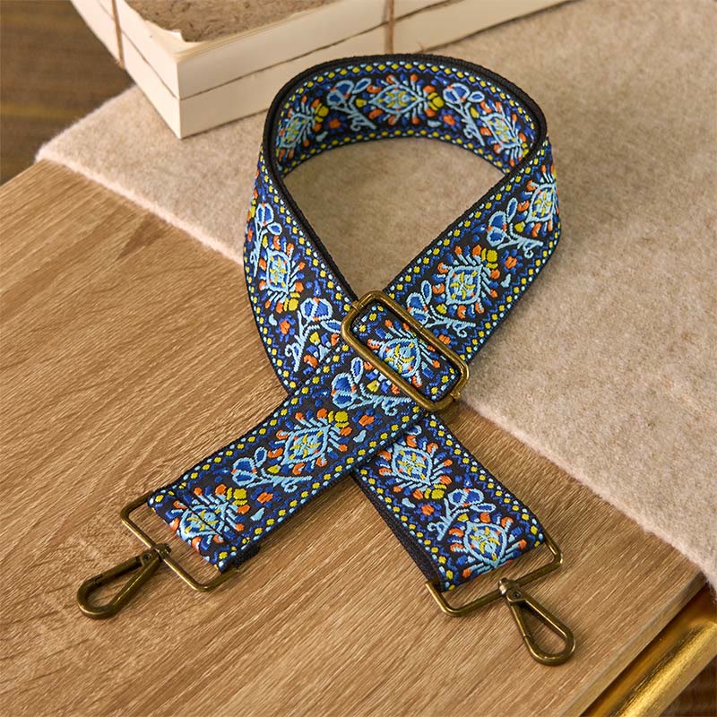 Buddha Stones Boho Granatowy Kwiat Geometryczny Regulowana Torebka na Ramię Crossbody Paski Wymienne - Granatowy - 70-135 cm*5 cm - image 0