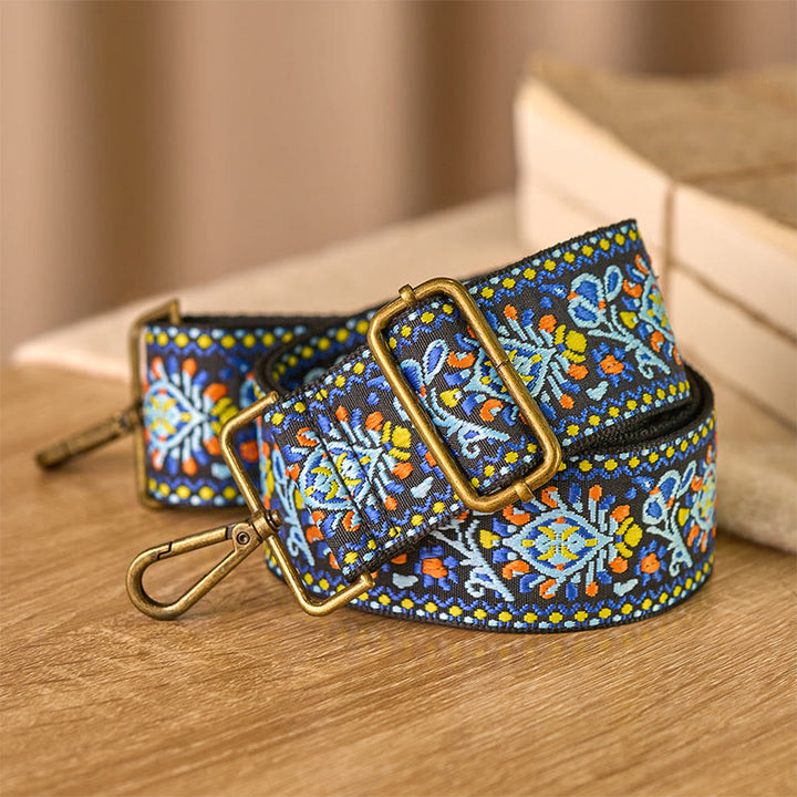 Buddha Stones Boho Granatowy Kwiat Geometryczny Regulowana Torebka na Ramię Crossbody Paski Wymienne - image 2