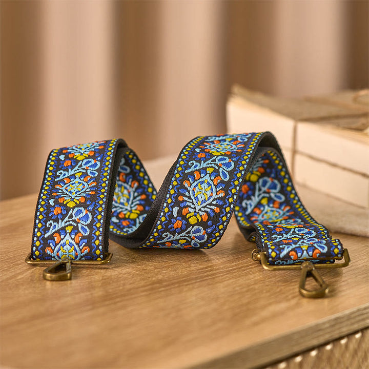 Buddha Stones Boho Granatowy Kwiat Geometryczny Regulowana Torebka na Ramię Crossbody Paski Wymienne - image 3