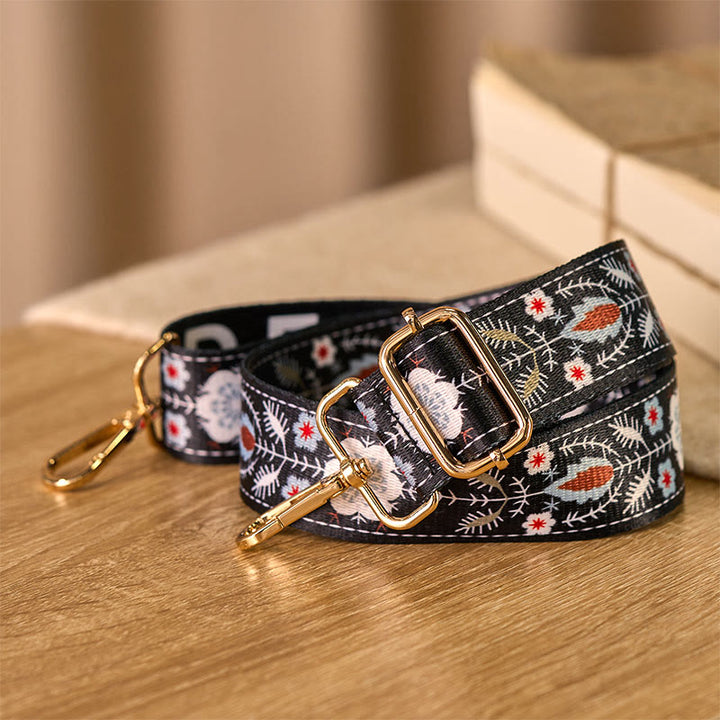 Buddha Stones Boho Kwiaty Liście Geometryczne Żakard Regulowane Torebki Torebka na Ramię Crossbody Paski Wymienne - image 3