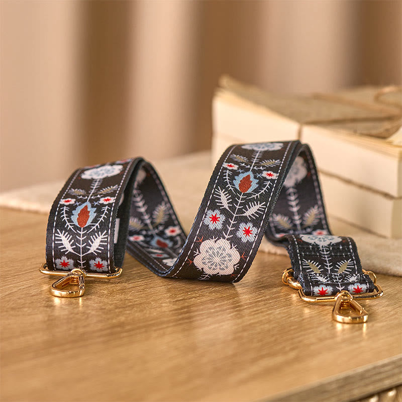 Buddha Stones Boho Kwiaty Liście Geometryczne Żakard Regulowane Torebki Torebka na Ramię Crossbody Paski Wymienne - image 2