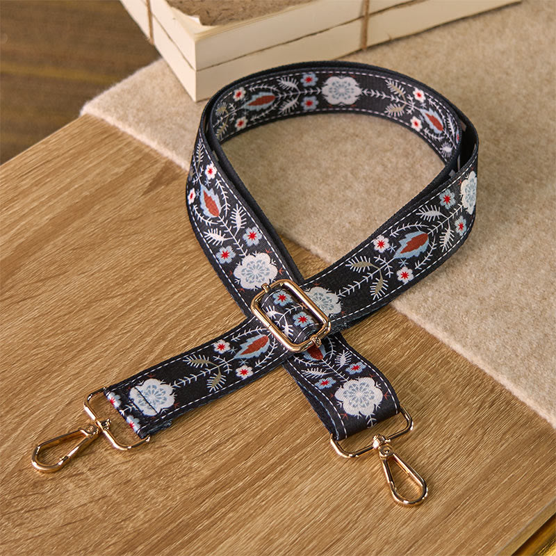 Buddha Stones Boho Kwiaty Liście Geometryczne Żakard Regulowane Torebki Torebka na Ramię Crossbody Paski Wymienne - image 1