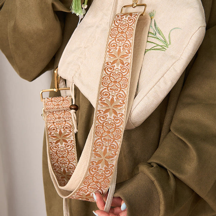 Buddha Stones, czeski brąz, beż, kwiaty, geometryczny haft, regulowane torebki, torba na ramię, paski do torebki, wymiana - image 5