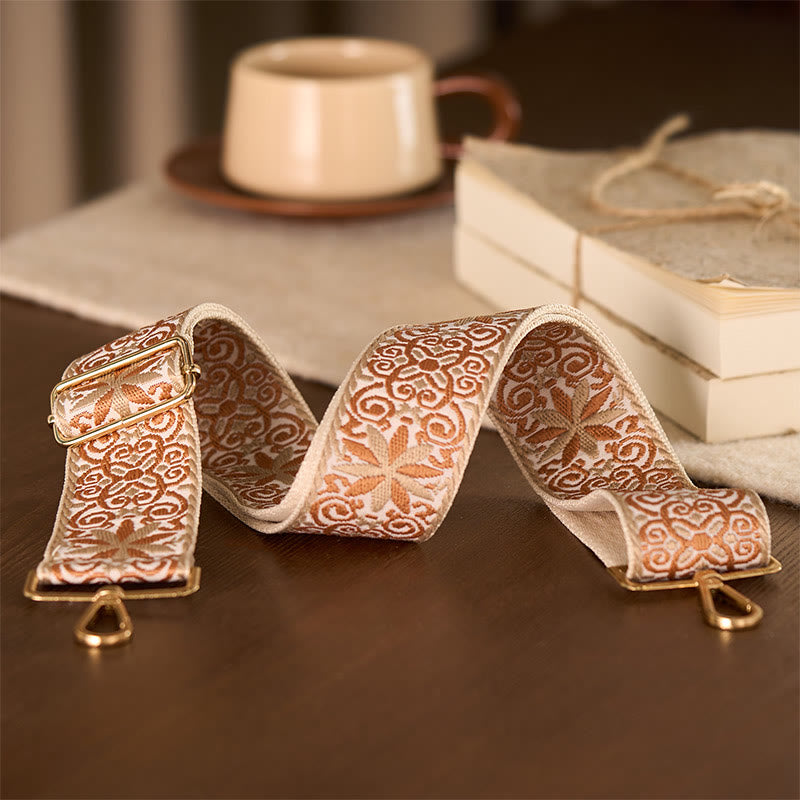 Buddha Stones, czeski brąz, beż, kwiaty, geometryczny haft, regulowane torebki, torba na ramię, paski do torebki, wymiana - image 3