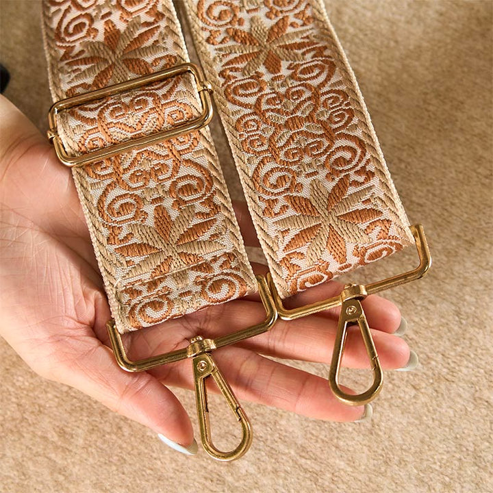 Buddha Stones, czeski brąz, beż, kwiaty, geometryczny haft, regulowane torebki, torba na ramię, paski do torebki, wymiana - image 7