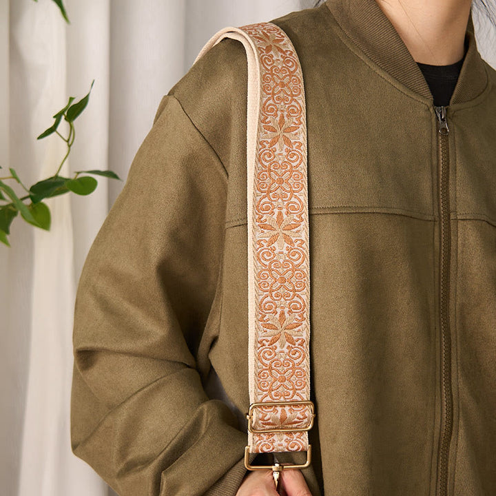 Buddha Stones, czeski brąz, beż, kwiaty, geometryczny haft, regulowane torebki, torba na ramię, paski do torebki, wymiana - image 4