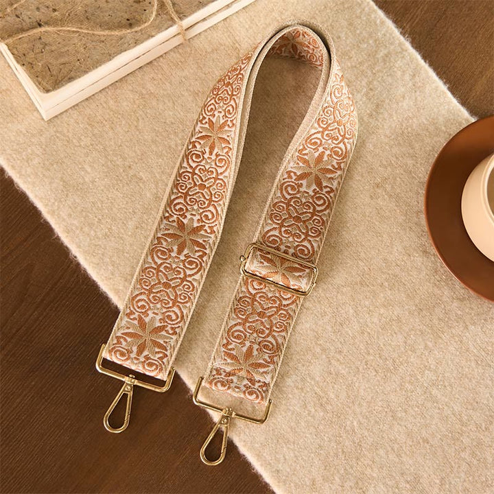 Buddha Stones, czeski brąz, beż, kwiaty, geometryczny haft, regulowane torebki, torba na ramię, paski do torebki, wymiana - image 1