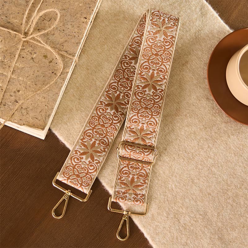 Buddha Stones, czeski brąz, beż, kwiaty, geometryczny haft, regulowane torebki, torba na ramię, paski do torebki, wymiana - image 2