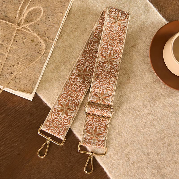 Buddha Stones, czeski brąz, beż, kwiaty, geometryczny haft, regulowane torebki, torba na ramię, paski do torebki, wymiana - image 2