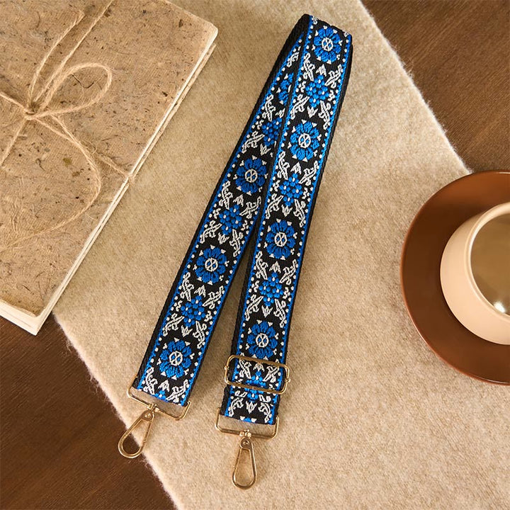 Buddha Stones, czeski okrągły kwiat, geometryczny haft, regulowane torebki na ramię, pasek na ramię, wymiana - Ciemnoniebieski 76-136cm*5cm - image 9