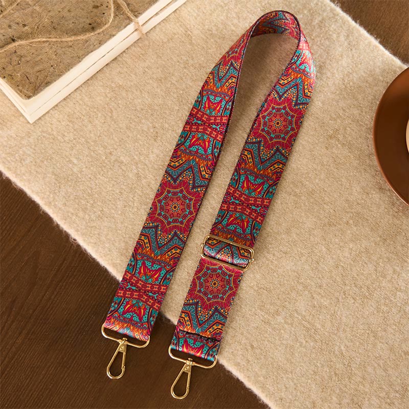 Buddha Stones Czeska Czerwona Mandara Geometryczna Regulowana Torebka na Ramię Torebka Crossbody Paski Wymienne - Czerwona Mandara 76-136cm*5cm - image 0