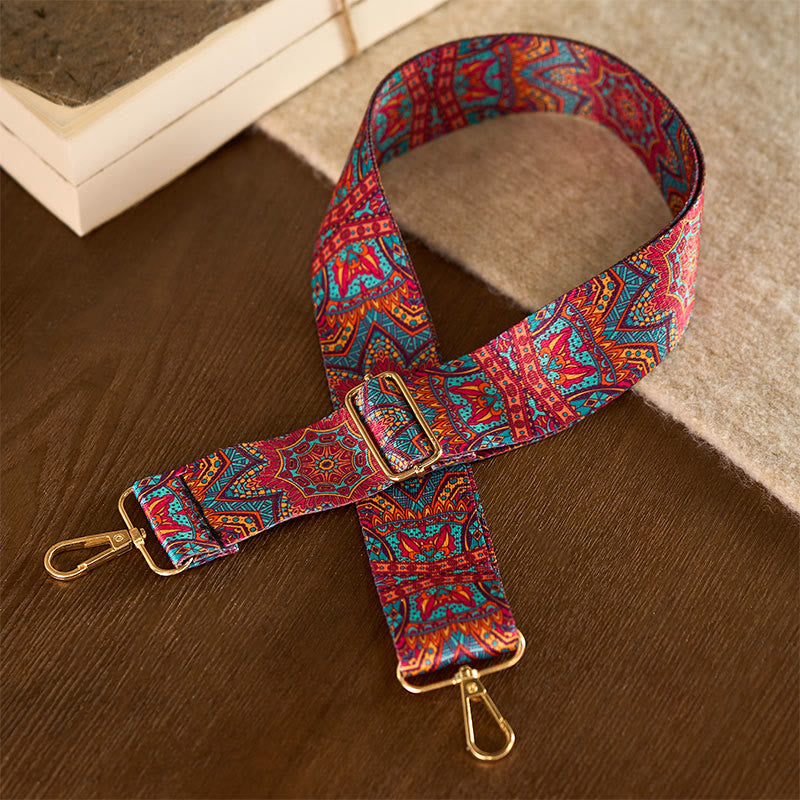 Buddha Stones Czeska Czerwona Mandara Geometryczna Regulowana Torebka na Ramię Torebka Crossbody Paski Wymienne - image 1