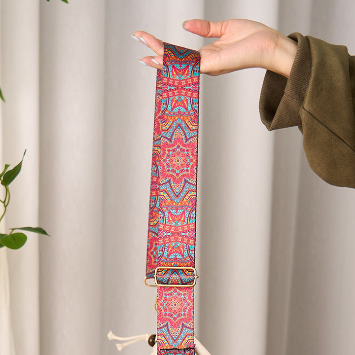 Buddha Stones Czeska Czerwona Mandara Geometryczna Regulowana Torebka na Ramię Torebka Crossbody Paski Wymienne - image 2