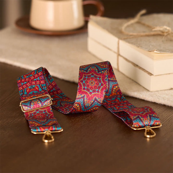 Buddha Stones Czeska Czerwona Mandara Geometryczna Regulowana Torebka na Ramię Torebka Crossbody Paski Wymienne - image 3