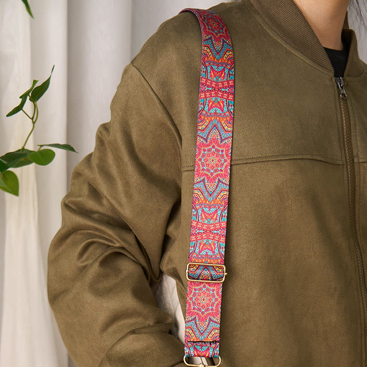 Buddha Stones Czeska Czerwona Mandara Geometryczna Regulowana Torebka na Ramię Torebka Crossbody Paski Wymienne - image 5