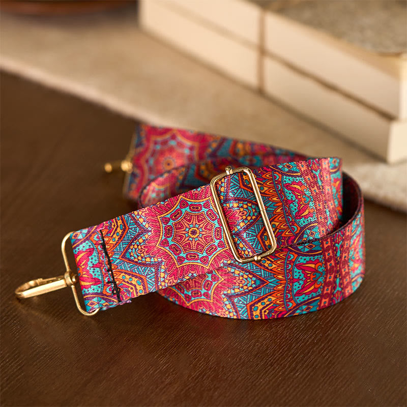 Buddha Stones Czeska Czerwona Mandara Geometryczna Regulowana Torebka na Ramię Torebka Crossbody Paski Wymienne - image 4