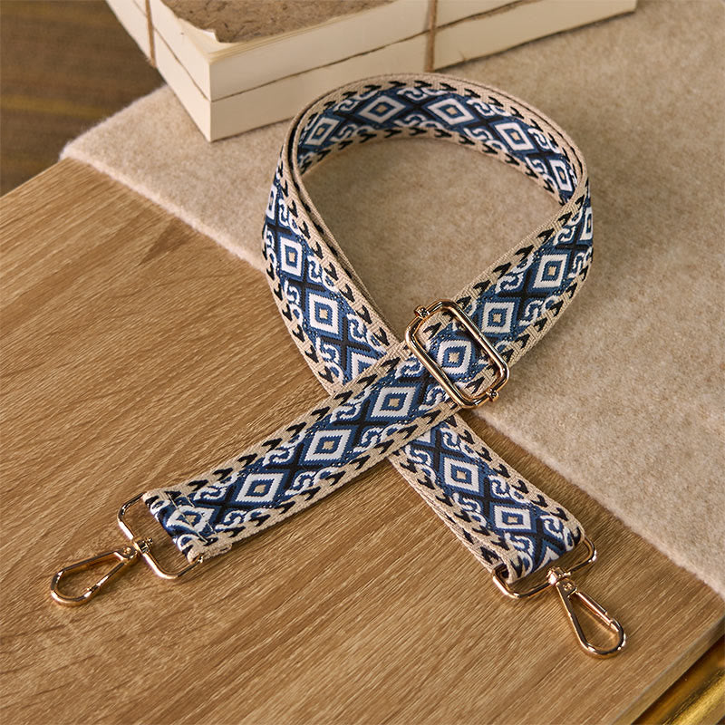 Buddha Stones Boho Romb Czworokątny Pasek Geometryczny Żakard Regulowane Torebki Torebka na Ramię Crossbody Paski Wymienne - Stalowoniebieski - 75-145 cm*3,8 cm - image 7