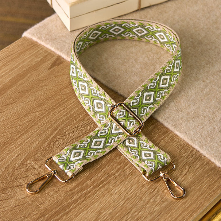 Buddha Stones Boho Romb Czworokątny Pasek Geometryczny Żakard Regulowane Torebki Torebka na Ramię Crossbody Paski Wymienne - Jasnozielony - 75-145 cm*3,8 cm - image 11