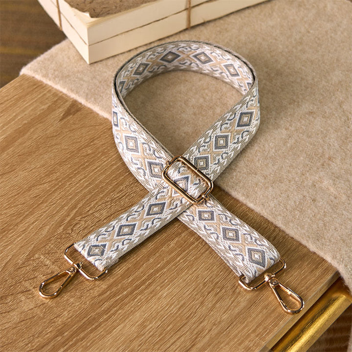 Buddha Stones Boho Romb Czworokątny Pasek Geometryczny Żakard Regulowane Torebki Torebka na Ramię Crossbody Paski Wymienne - Beżowy - 75-145 cm*3,8 cm - image 9