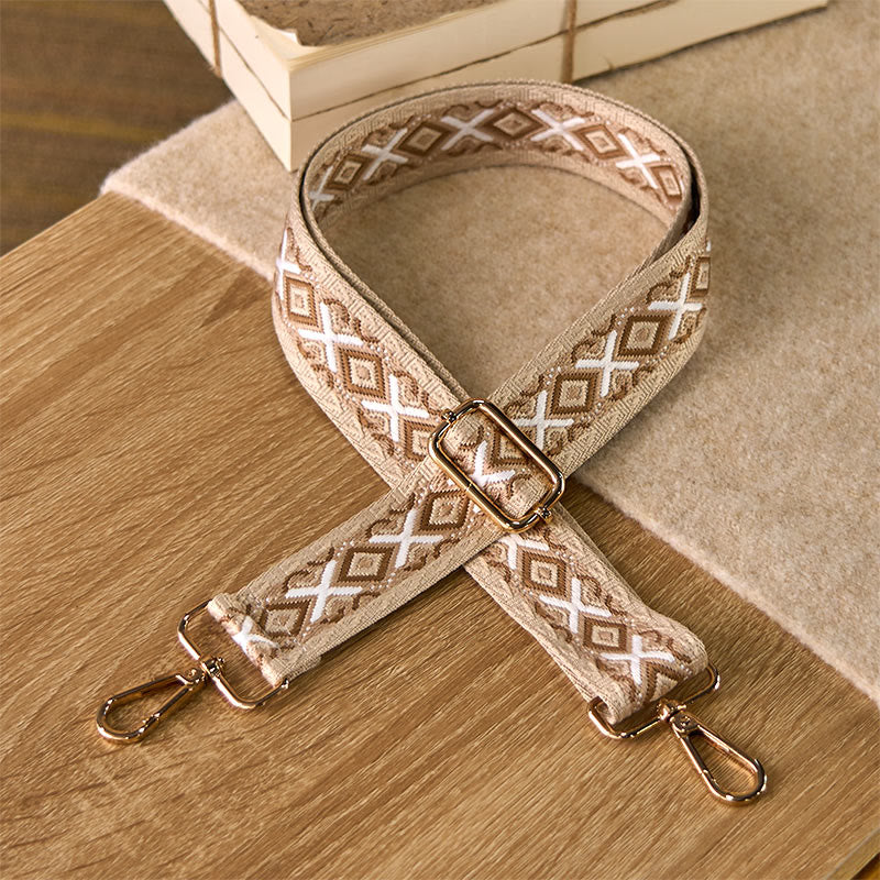 Buddha Stones Boho Rombowe Paski Geometryczne Żakardowe Regulowane Torebki na Ramię Crossbody Paski Wymienne - Brązowy - 75-145 cm*3,8 cm - image 7