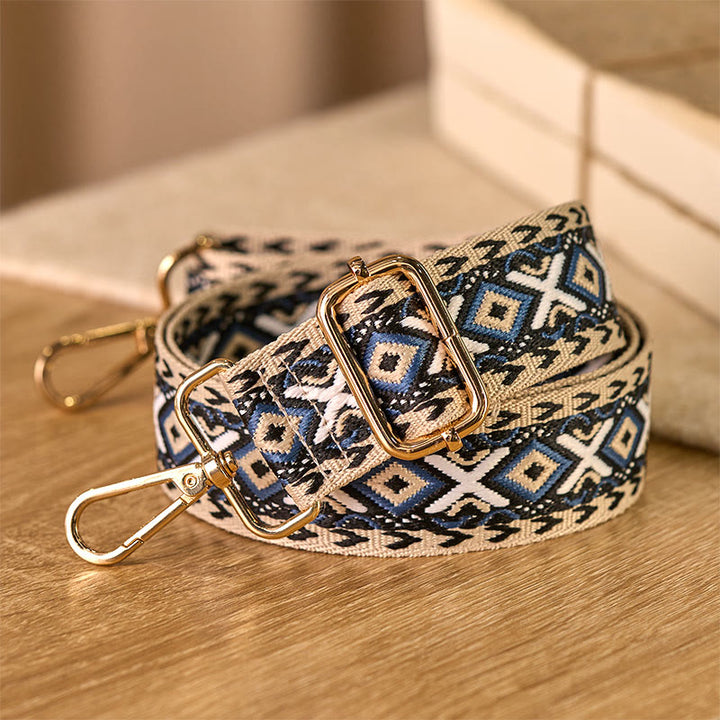 Buddha Stones Boho Rombowe Paski Geometryczne Żakardowe Regulowane Torebki na Ramię Crossbody Paski Wymienne - image 3