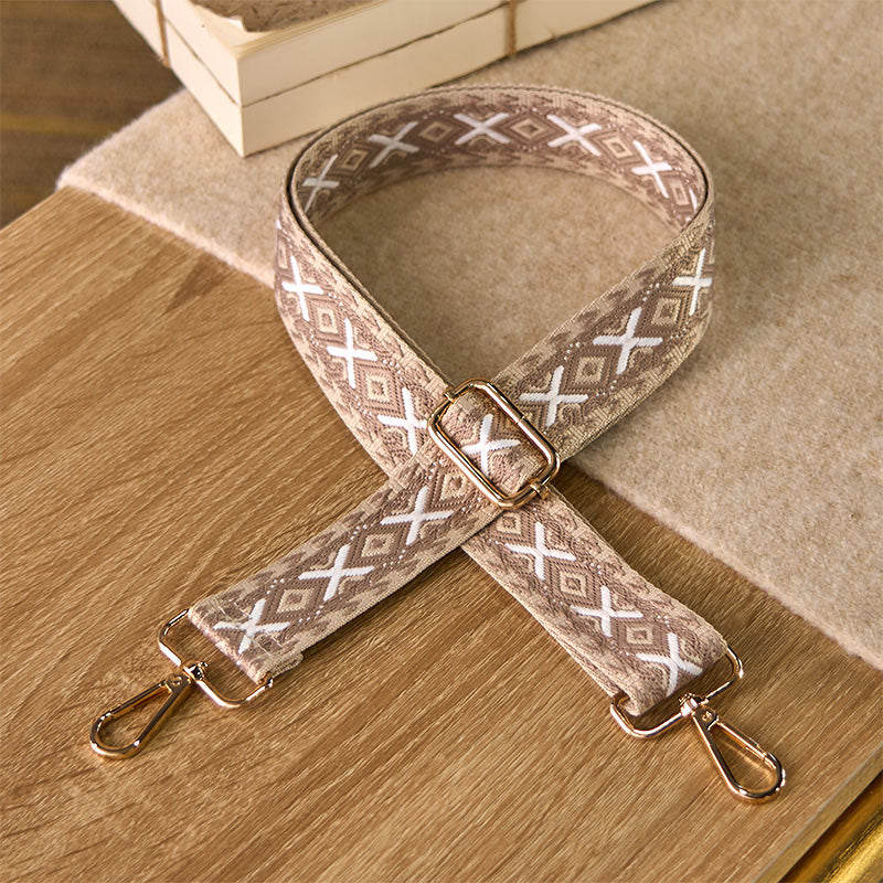 Buddha Stones Boho Rombowe Paski Geometryczne Żakardowe Regulowane Torebki na Ramię Crossbody Paski Wymienne - Khaki - 75-145 cm*3,8 cm - image 5