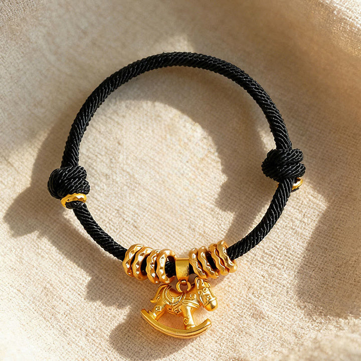 Buddha Stones Rok Konia Prosta bransoletka z zawieszką w kształcie koła i sznurka z wiarą - image 13