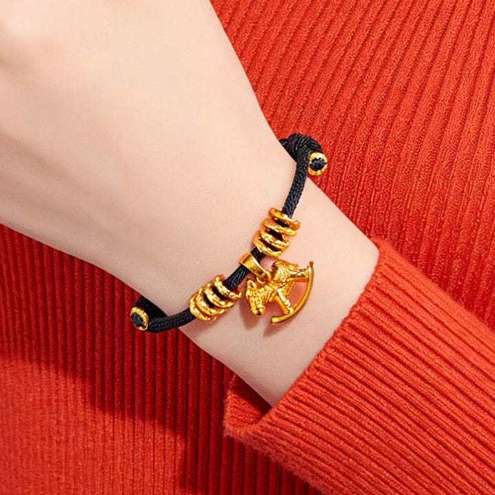 Buddha Stones Rok Konia Prosta bransoletka z zawieszką w kształcie koła i sznurka z wiarą - image 14