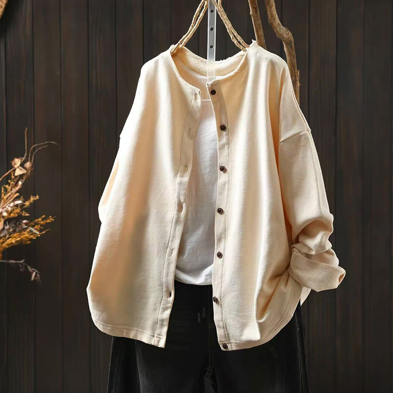 Koszula damska z bawełny Buddha Stones Fall z okrągłym dekoltem i długim rękawem - Beżowy - US4-8/10, UK/AU8-12/14, EU36-40/42 (F) - image 20