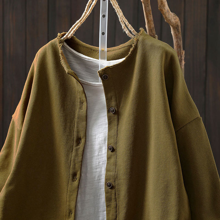 Koszula damska z bawełny Buddha Stones Fall z okrągłym dekoltem i długim rękawem - image 5