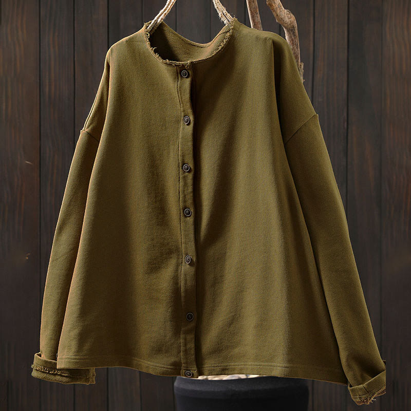 Koszula damska z bawełny Buddha Stones Fall z okrągłym dekoltem i długim rękawem - image 6