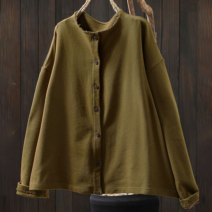 Koszula damska z bawełny Buddha Stones Fall z okrągłym dekoltem i długim rękawem - image 6