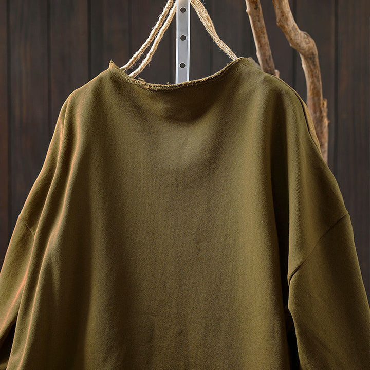 Koszula damska z bawełny Buddha Stones Fall z okrągłym dekoltem i długim rękawem - image 7