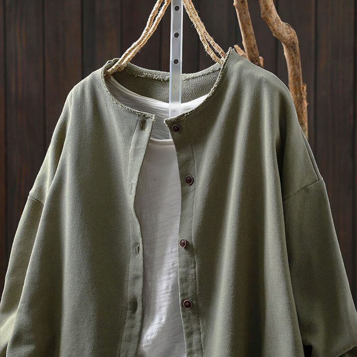 Koszula damska z bawełny Buddha Stones Fall z okrągłym dekoltem i długim rękawem - image 23