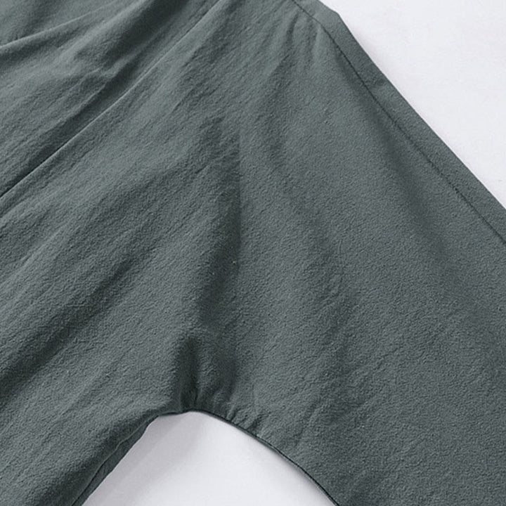 Buddha Stones, prosta, jednorzędowa chińska kurtka z żabą, bawełniano-lniane, męska, kimono z krótkim rękawem - image 8