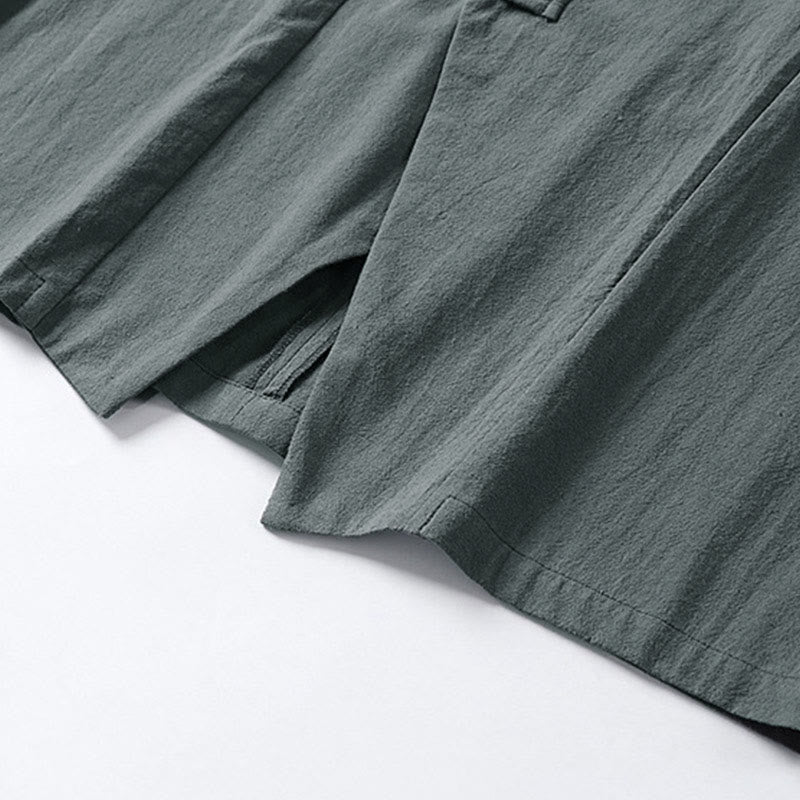 Buddha Stones, prosta, jednorzędowa chińska kurtka z żabą, bawełniano-lniane, męska, kimono z krótkim rękawem - image 6