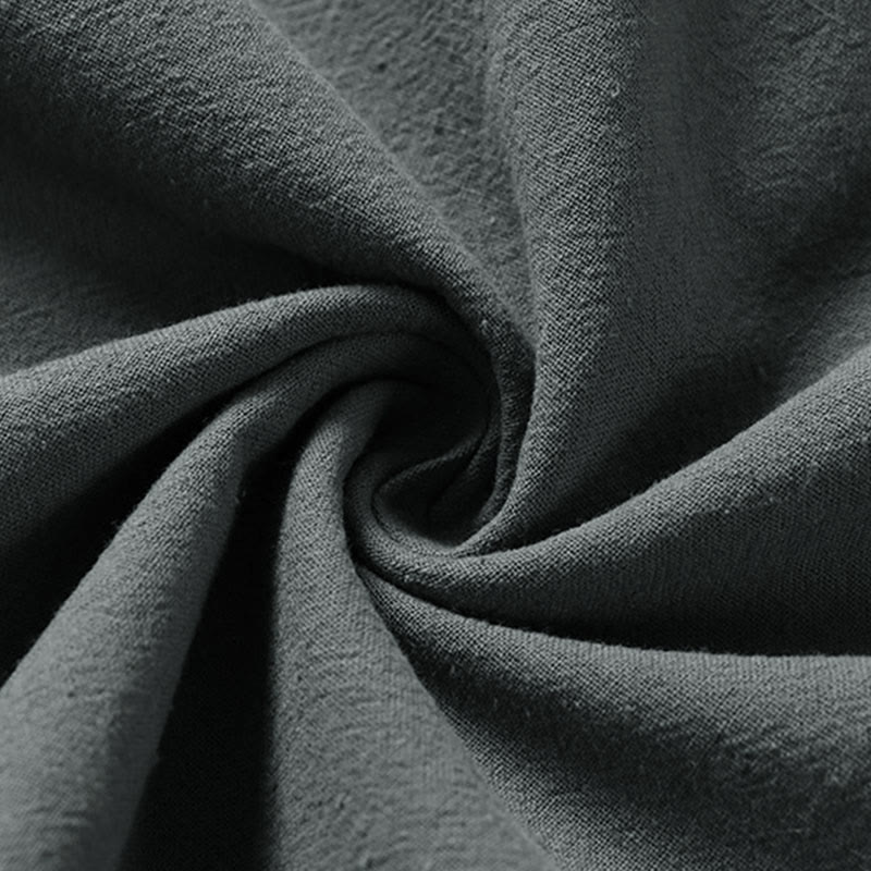 Buddha Stones Gładkie, sznurowane męskie kimono z bawełny i lnu, z rękawami o długości trzech czwartych - image 8