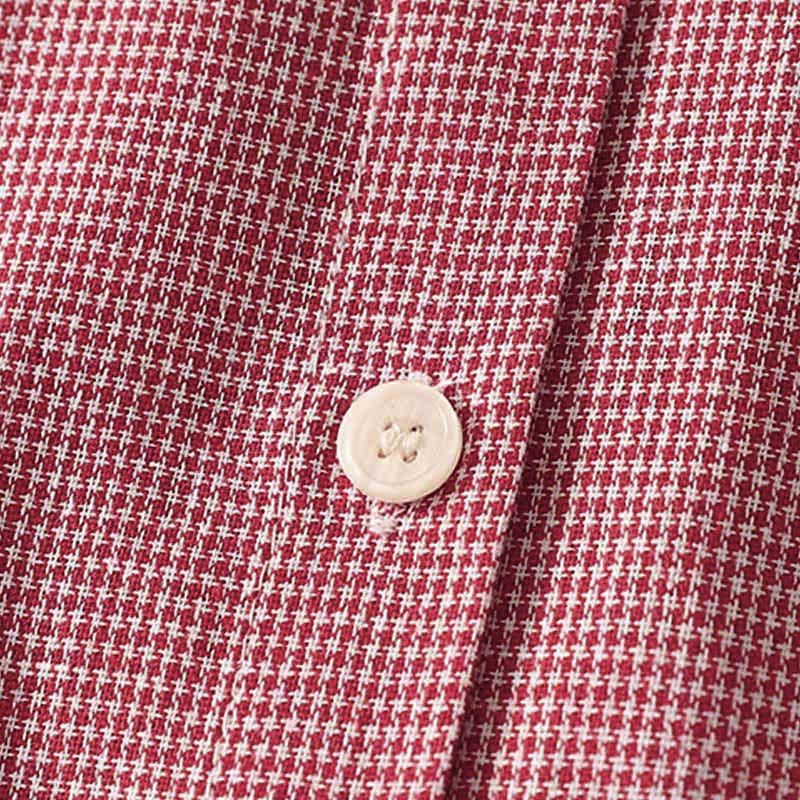 Koszula damska z długim rękawem z haftem w kratę z motywem kamieni Buddha Stones, ze stójką i guzikami - image 11